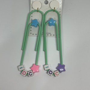 "I Don't Care" Safety Pin Earrings